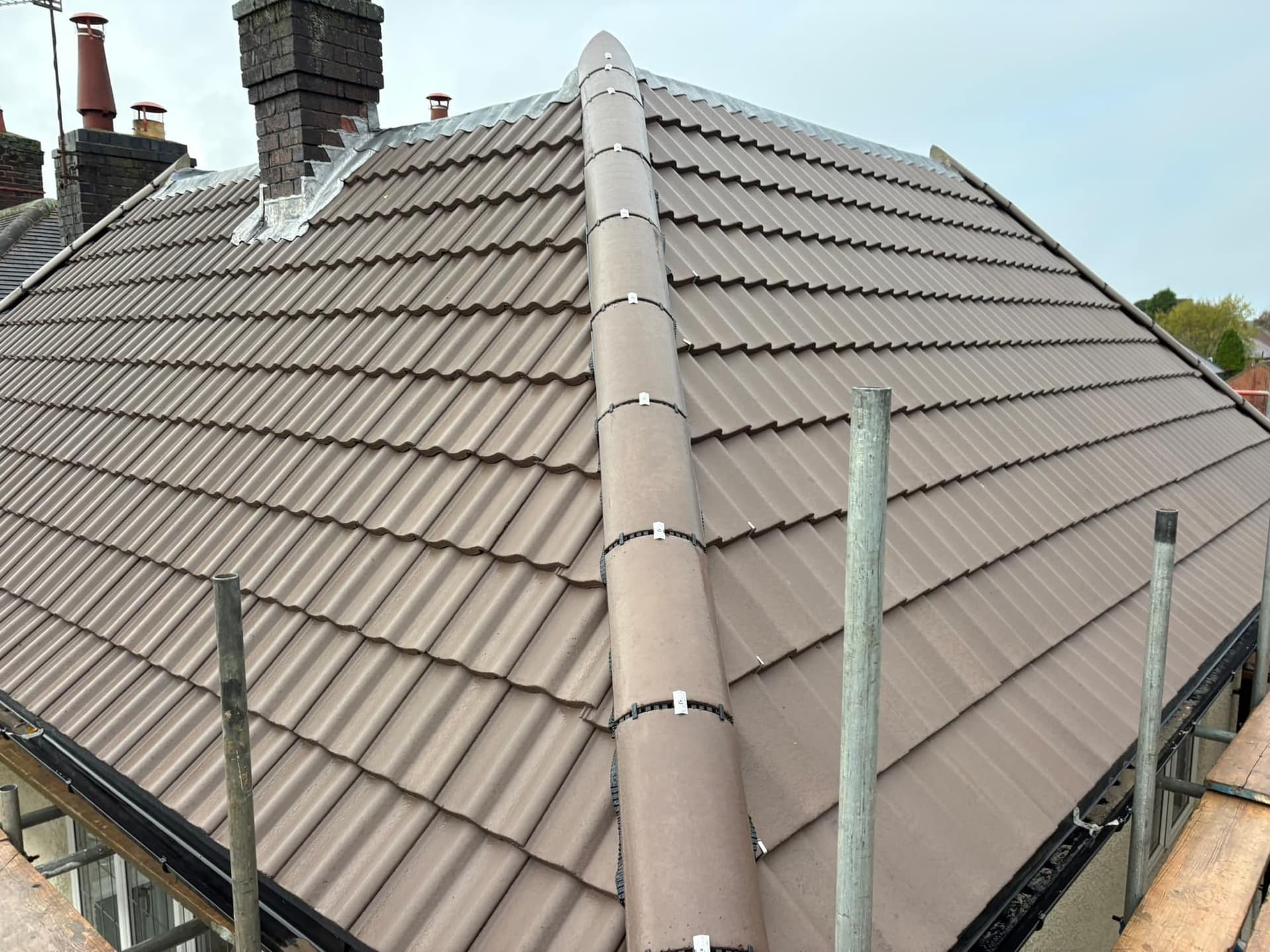 Chimney with new lead flashing
