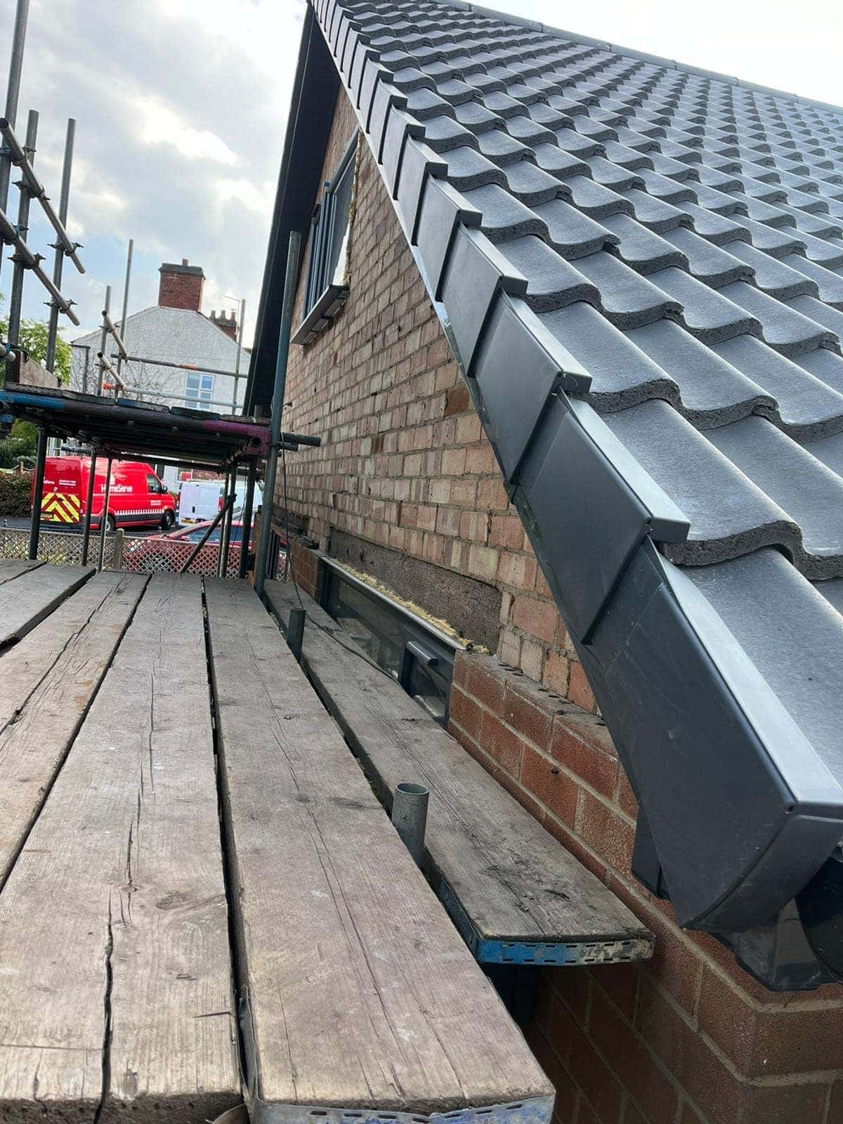 Close-up of the dry verge system on a new charcoal double pantile roof in Beverley — Armour Shield Roofing Services